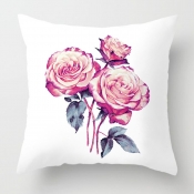 Lovely Trendy Print Rose Red Decorative Pillow Cas