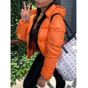 LW Plus Size Hooded Collar Buttons Design Parka