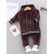 Lovely Sportswear Hooded Collar Patchwork Dull Red
