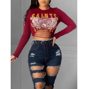 Lovely Street Letter Print Red T-shirt