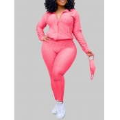 Lovely Casual Turndown Collar Zipper Design Rose R