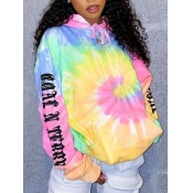 Lovely Street Hooded Collar Tie-dye Multicolor Hoo
