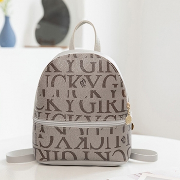 

LW Casual Letter Print Light Grey Backpack