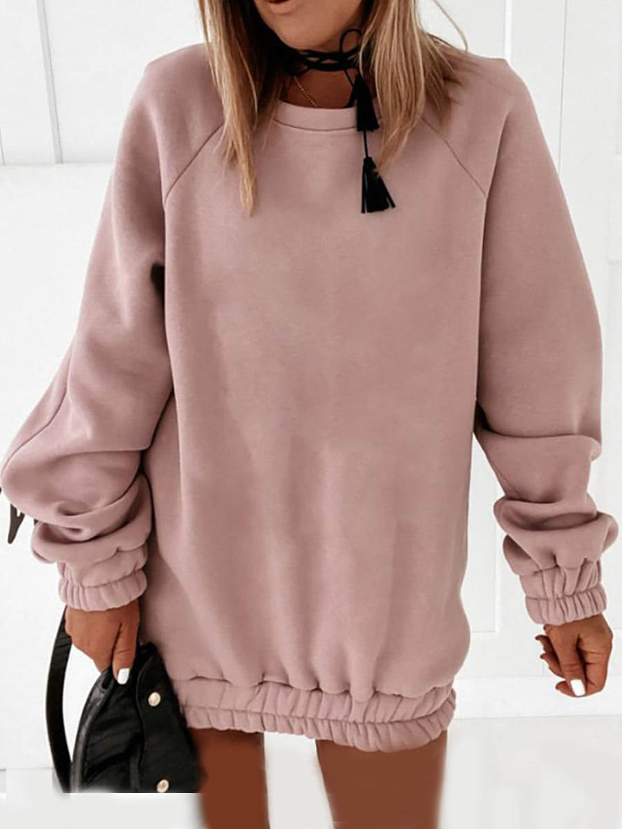 

Lovely Casual O Neck Basic Pink Mini Dress