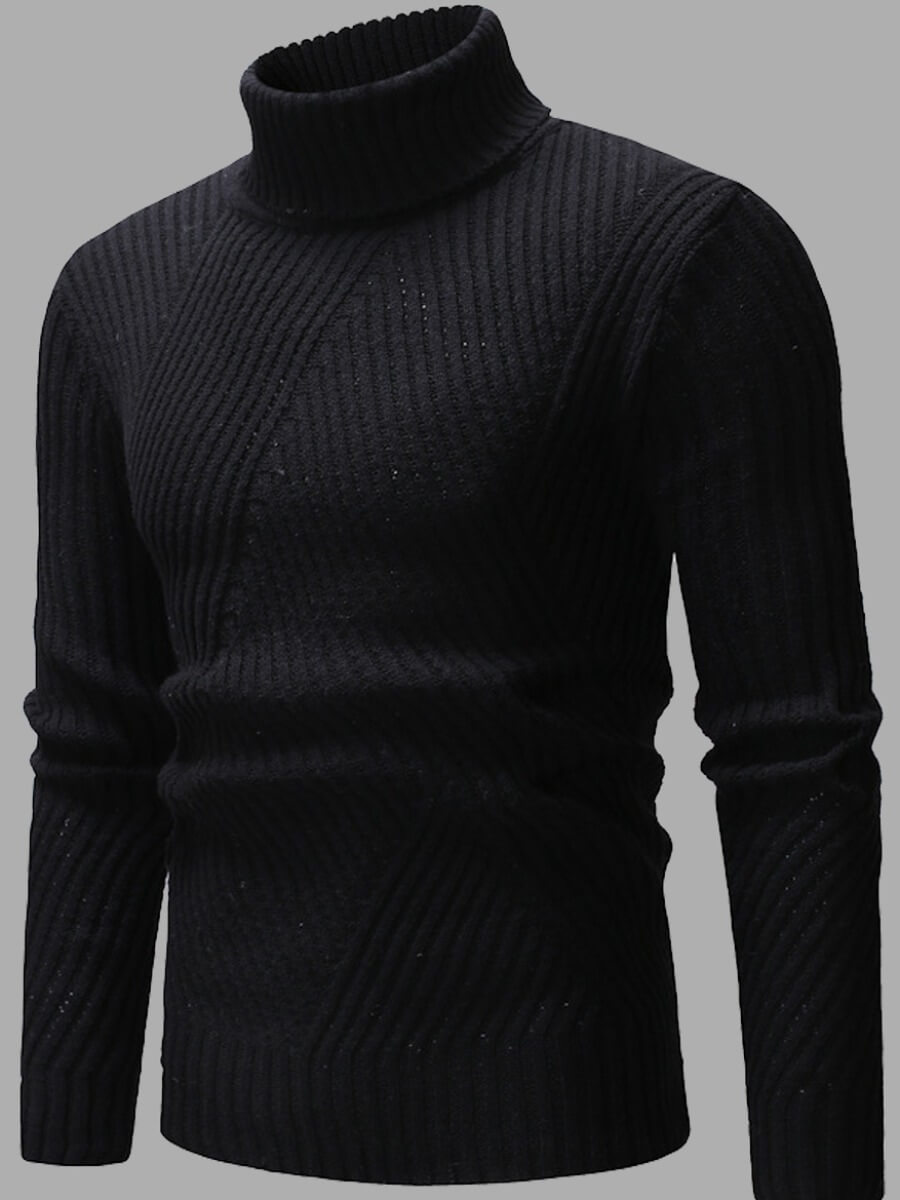 

Lovely Men Trendy Turtleneck Basic Skinny Black Sweater