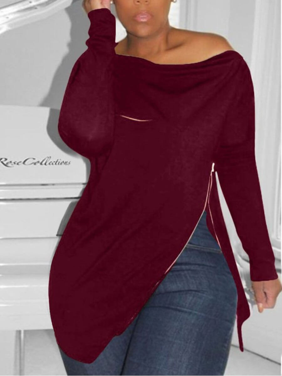 

Lovely Casual Zipper Design Wine Red Plus Size Hoodie