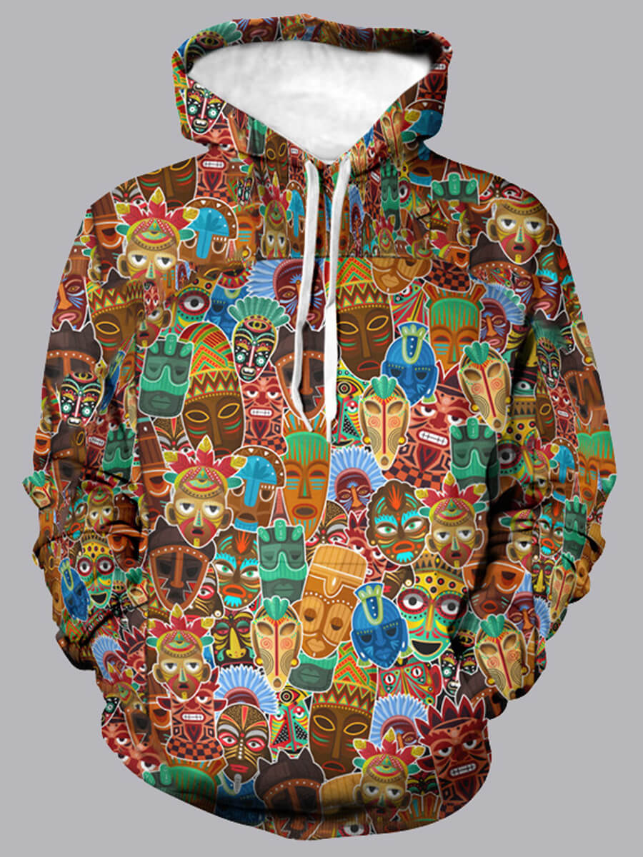 

Lovely Casual Hooded Collar Print Multicolor Men Hoodie, Multi