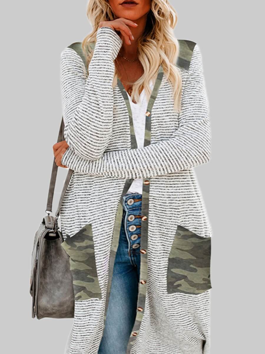 

Lovely Casual Pocket Patched Green Coat