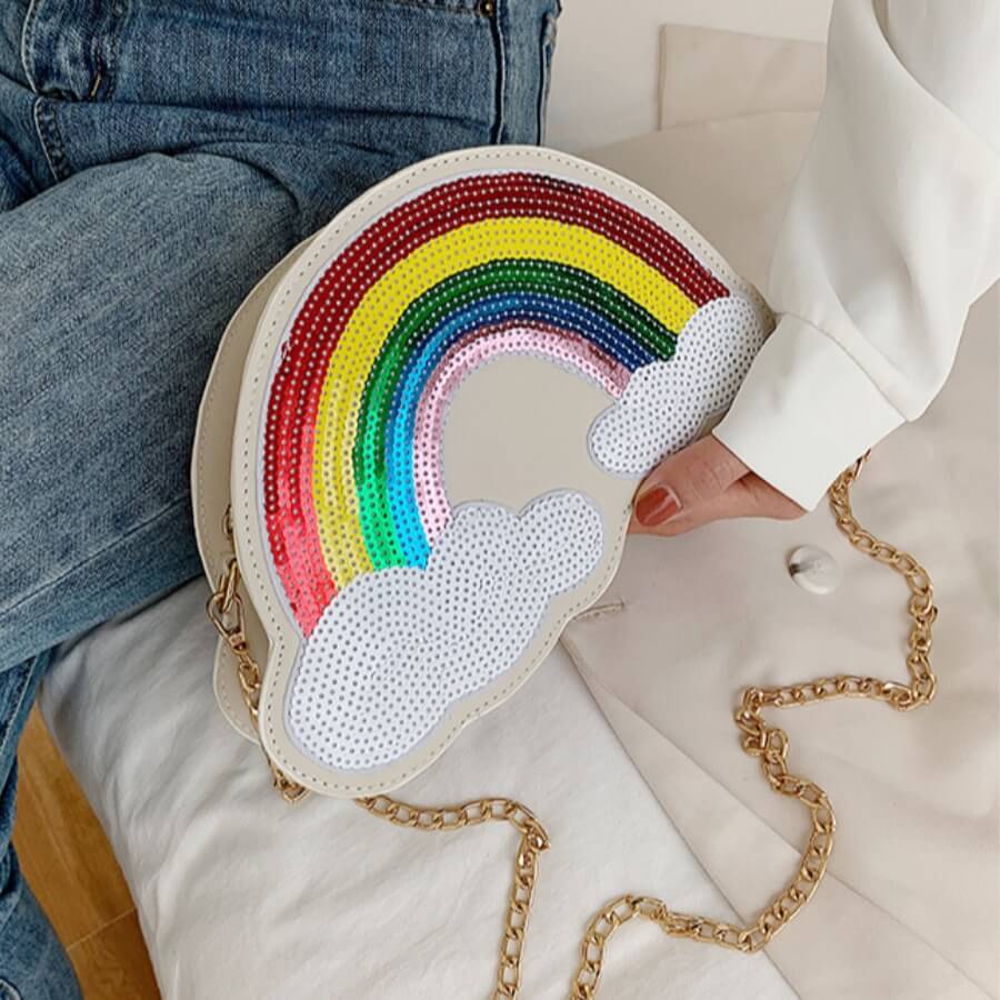 

Lovely Chic Rainbow Beige Crossbody Bag