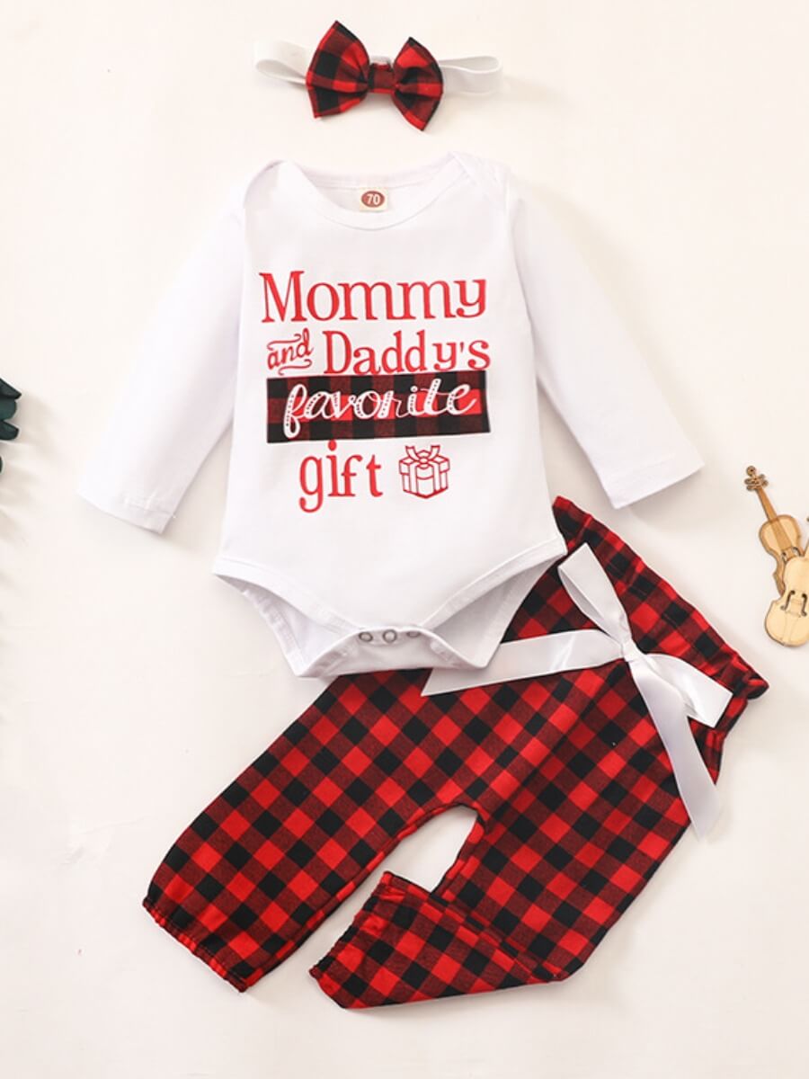 

Lovely Leisure O Neck Grid Print Red And Black Girl Two-piece Pants Set, Red and black check