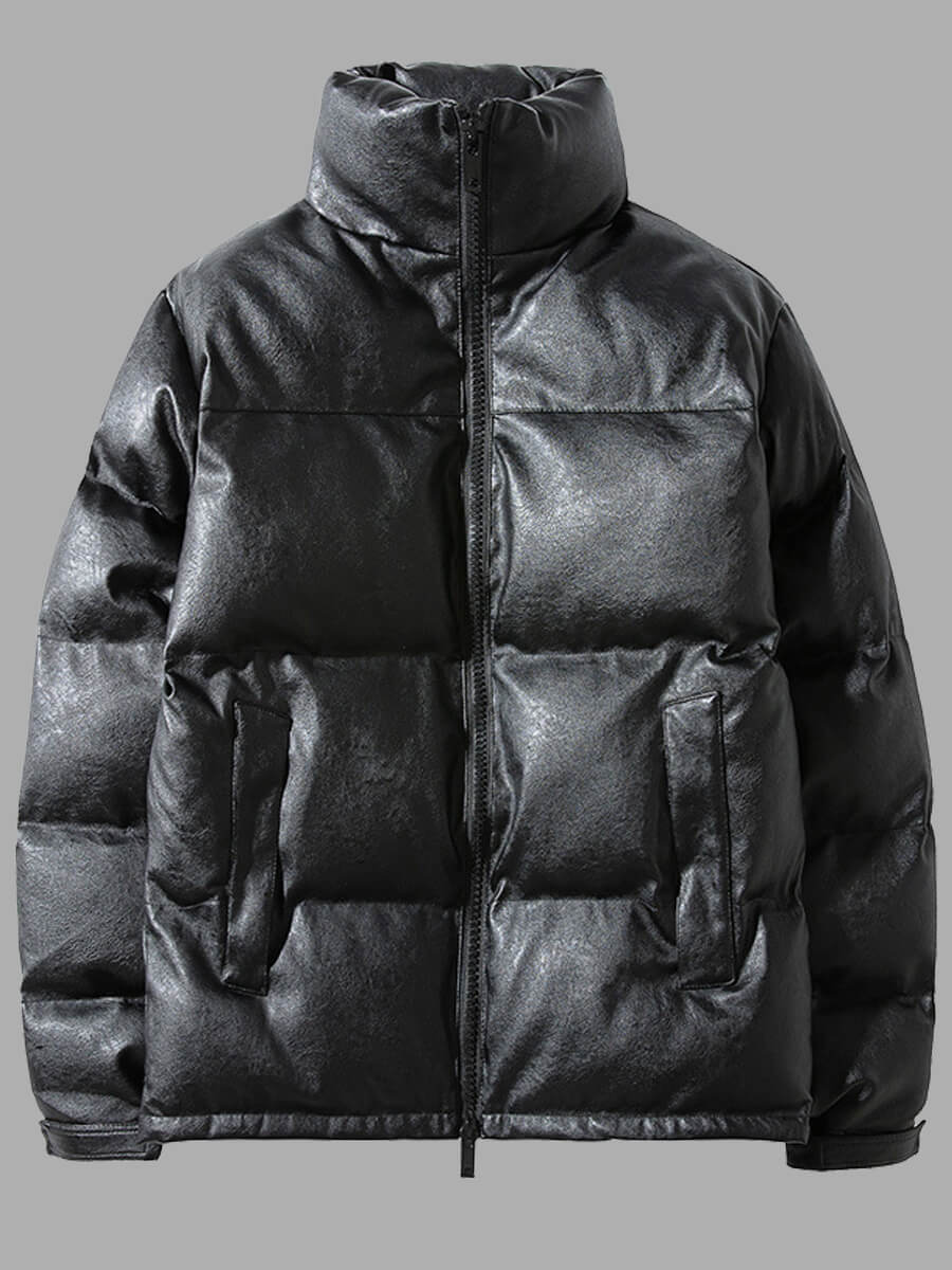 

Lovely Trendy Mandarin Collar Zipper Design Black Men Cotton-padded Clothe