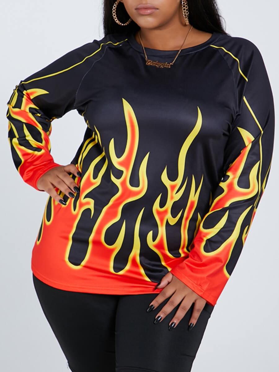 

Lovely Street O Neck Print Black Plus Size Hoodie