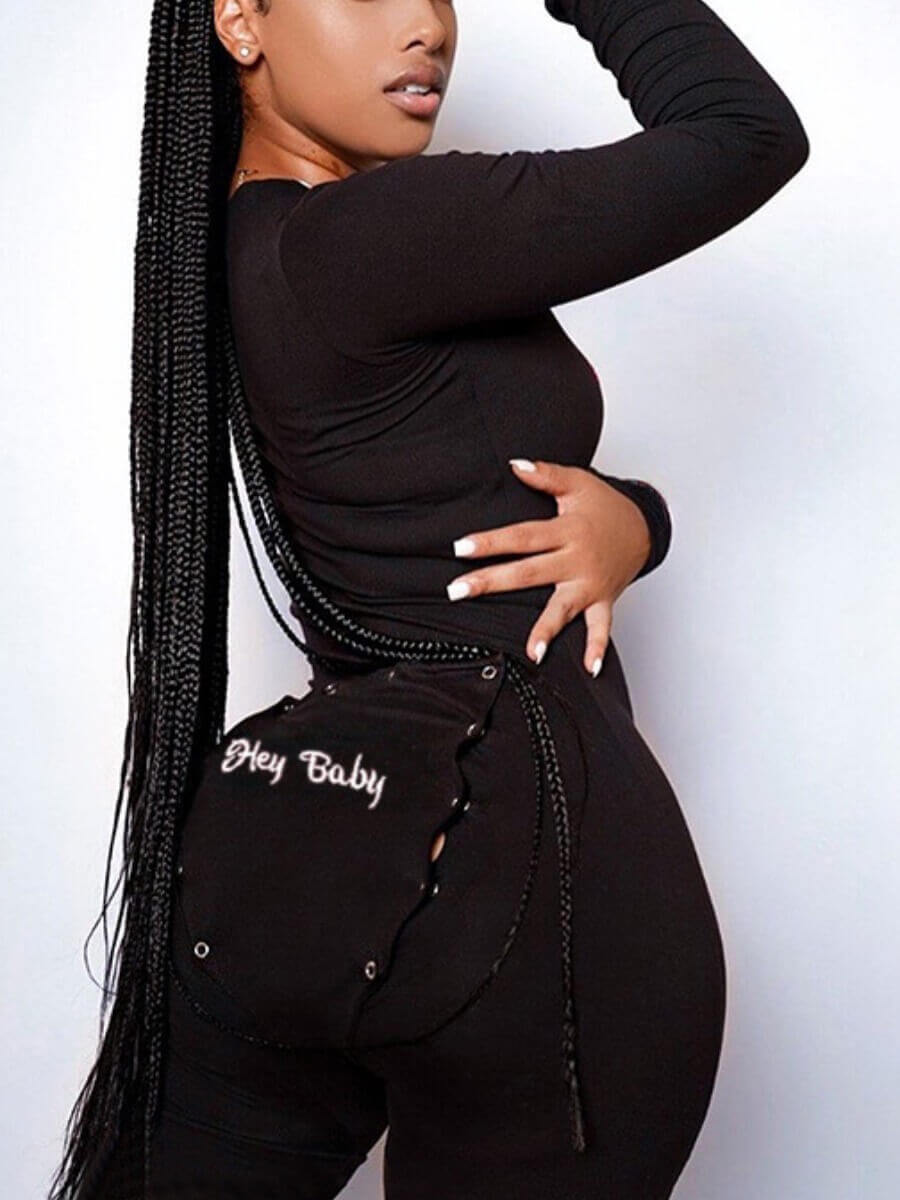 

Lovely Casual V Neck Button Design Black One-piece Jumpsuit