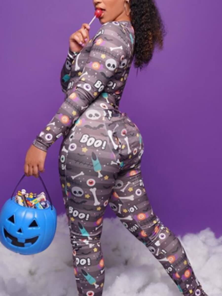 

Lovely Letter Print Skinny Grey Sleepwear