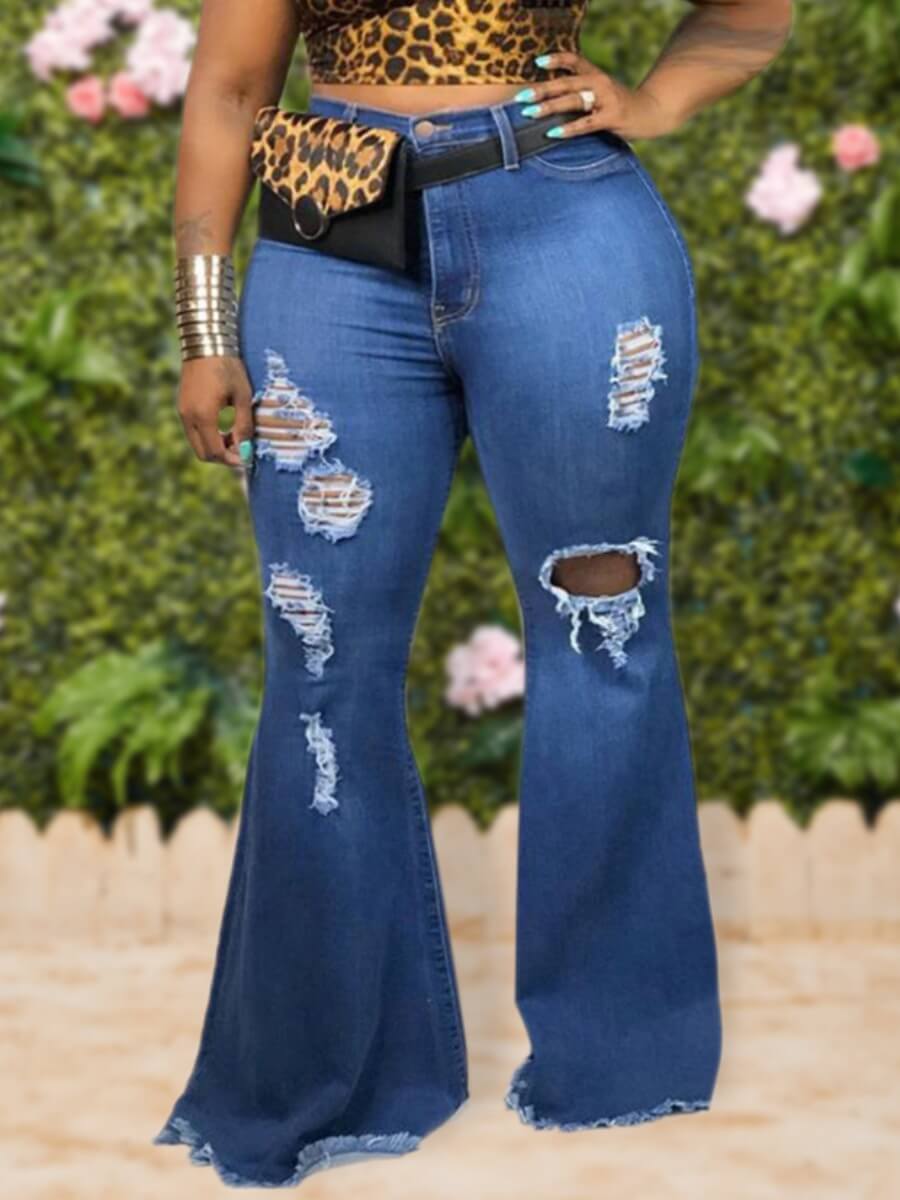 LW Plus Size Ripped Flared Jeans