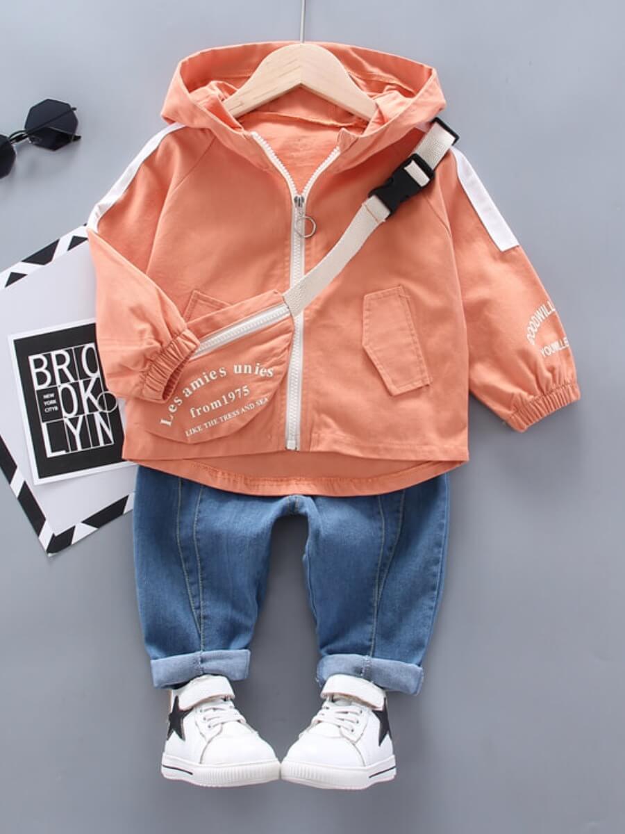 

Lovely Casual Hooded Collar Letter Print Jacinth Boy Two-piece Pants Set