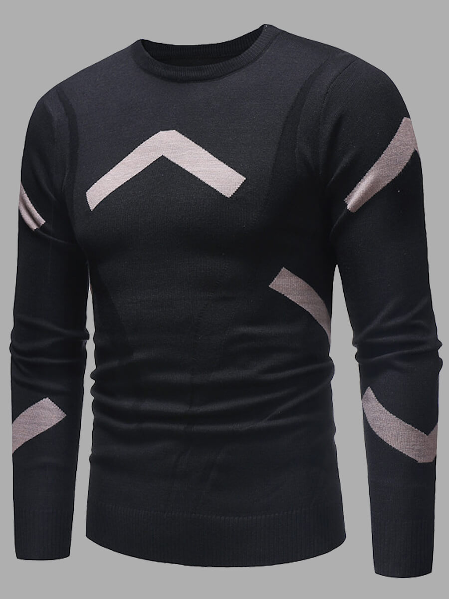 

Lovely Casual O Neck Print Black Men Sweater