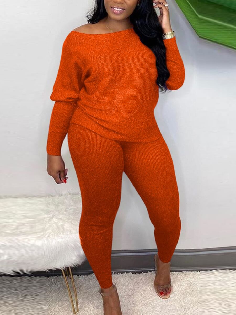 

Lovely Casual Boat Neck Long Sleeve Jacinth Two Piece Pants Set