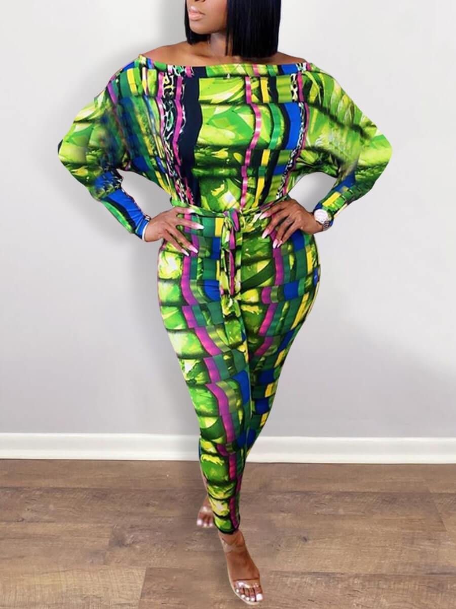 

Lovely Casual Print Green One-piece Jumpsuit