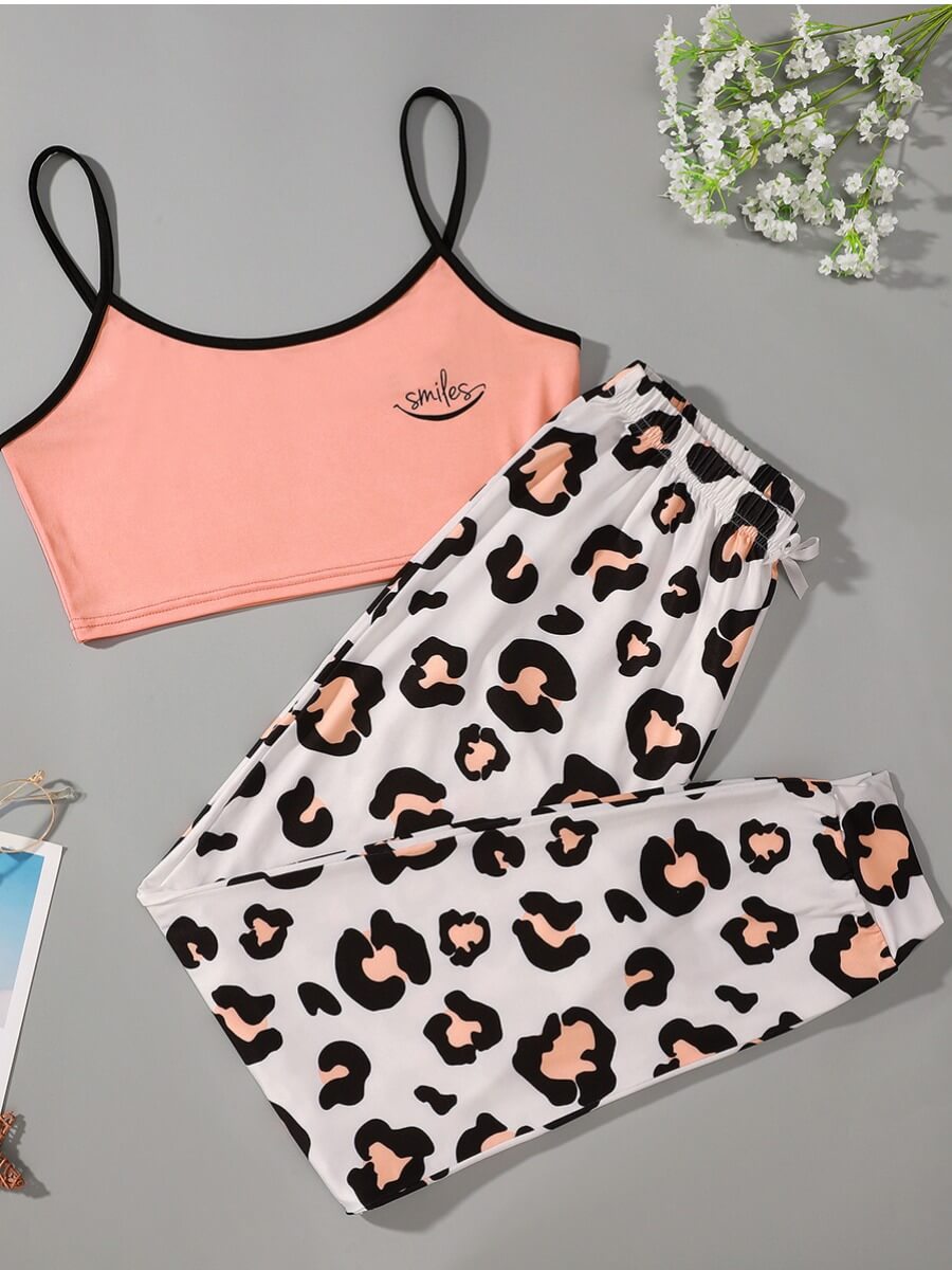 

Lovely Trendy U Neck Print Orange Sleepwear