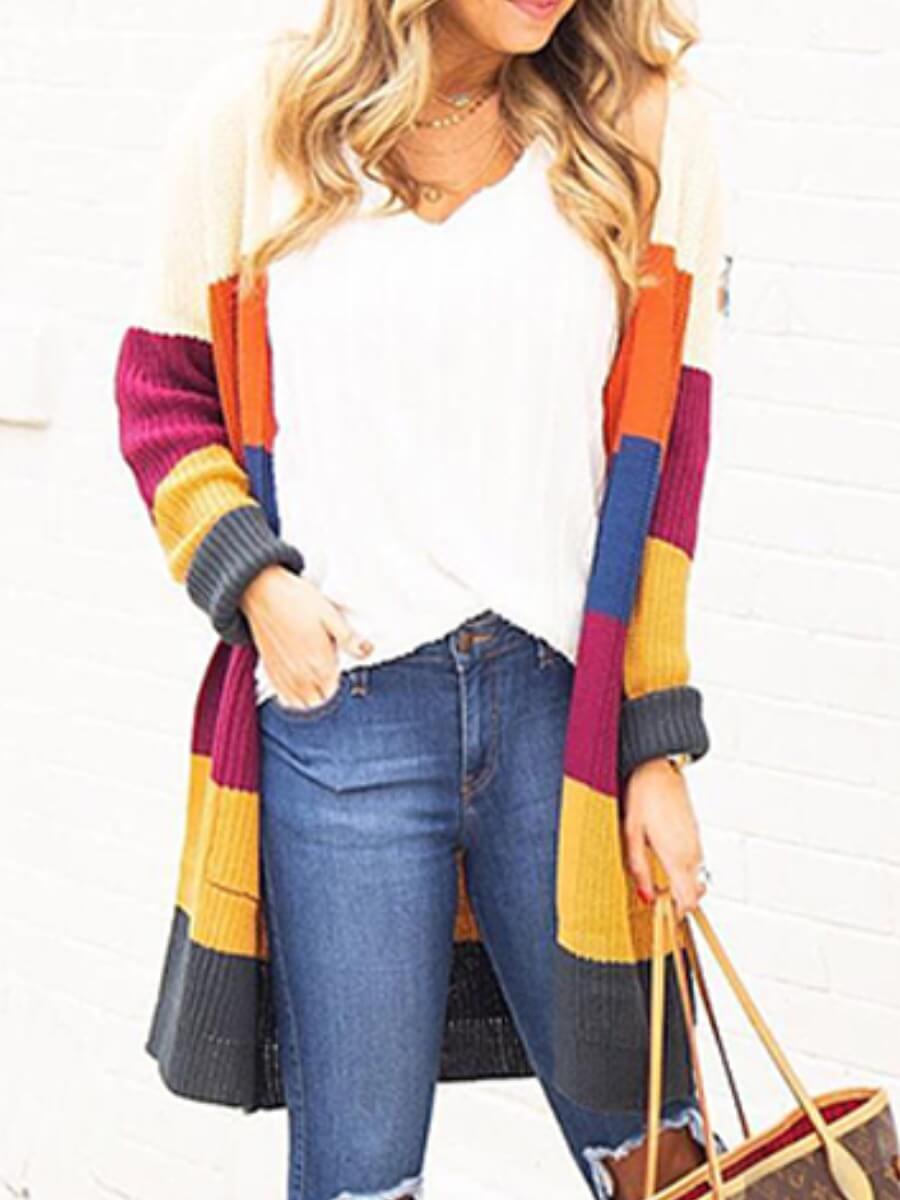 

Lovely Chic Multicolor Patchwork Cardigan, Multi