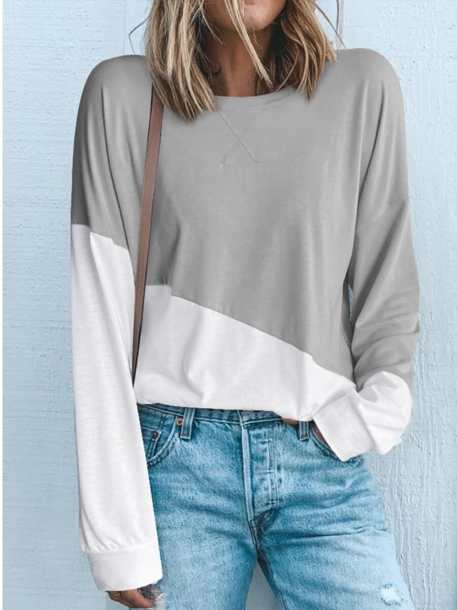 

Lovely Casual Patchwork Grey T-shirt