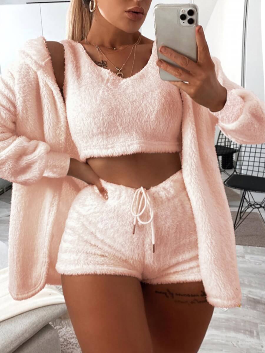 

Lovely Casual V Neck Skinny Pink Sleepwear