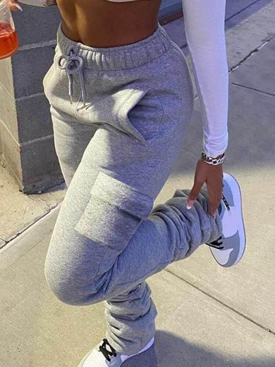 grey pants street style