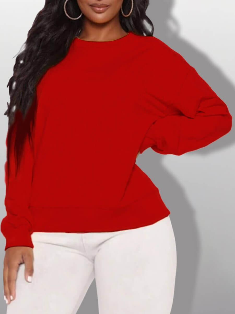 

Lovely Casual O Neck Long Sleeve Red Plus Size Hoodie