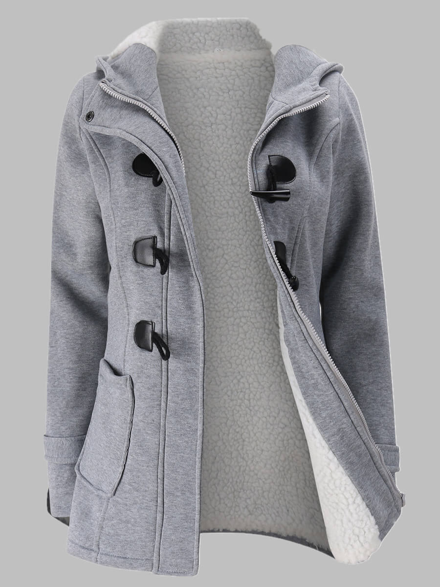 

Lovely Casual Hooded Collar Zipper Design Light Grey Parka