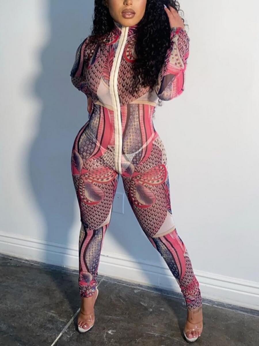 

Lovely Party Print Patchwork Multicolor One-piece Jumpsuit, Multi
