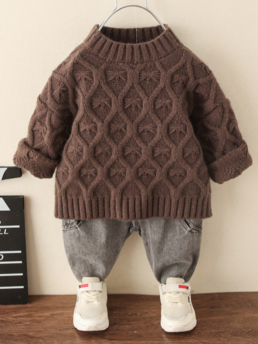 

Lovely Casual O Neck Loose Light Coffee Boy Sweater