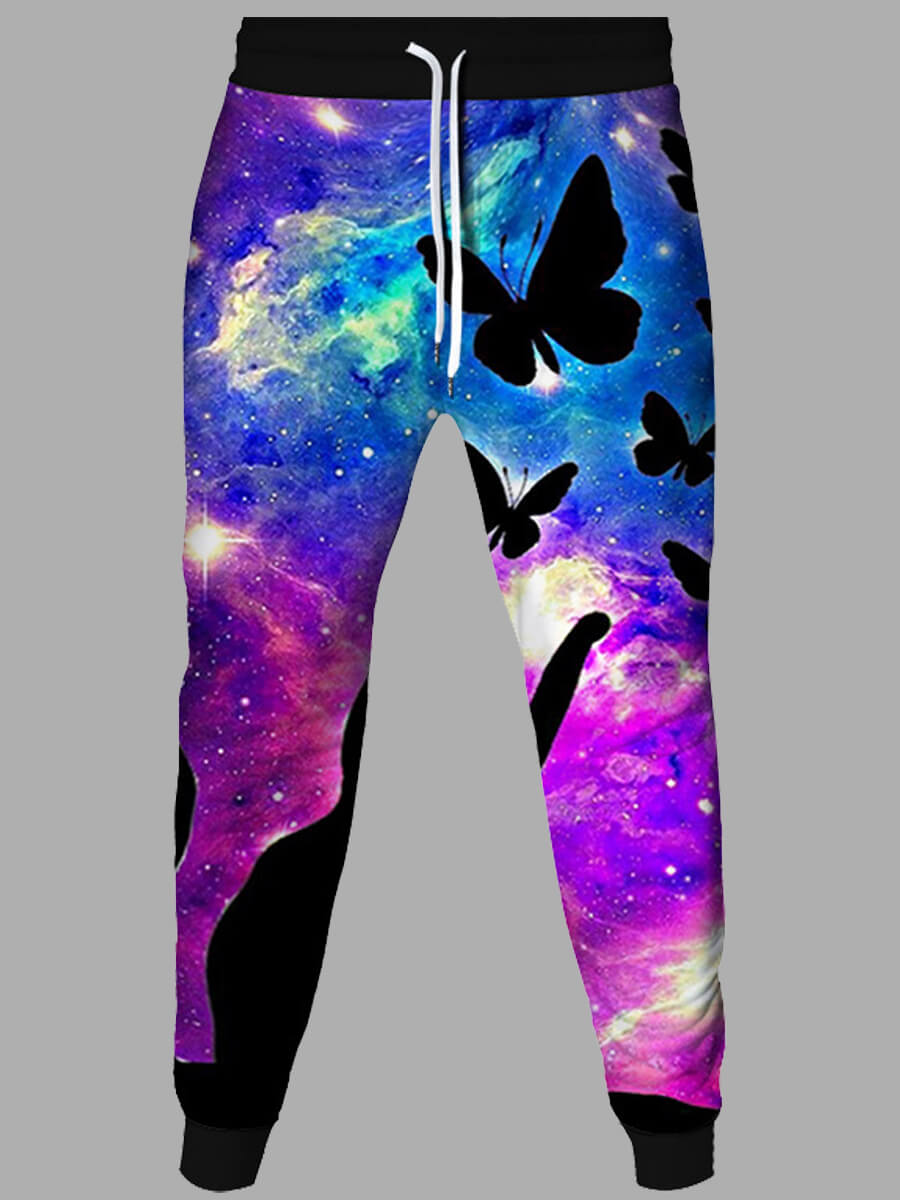 

Lovely Street Starry Sky Print Multicolor Men Pants, Multi