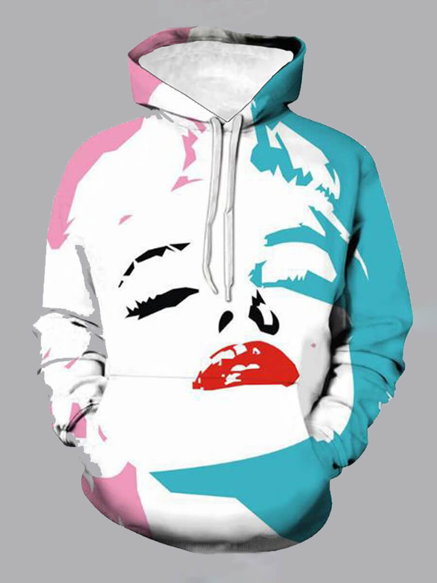 

Lovely Street Hooded Collar Print White Boy Hoodie