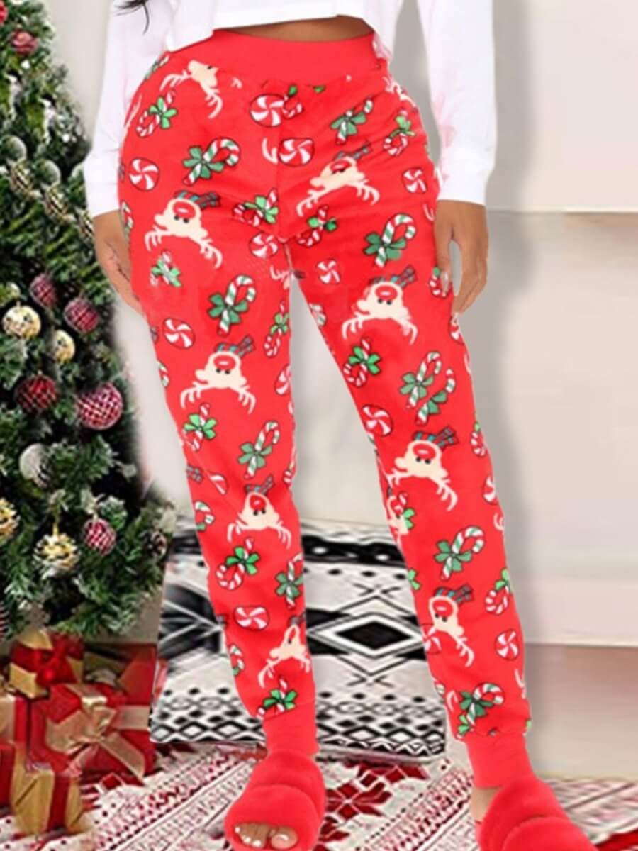 

Lovely Christmas Day Print Red Sleepwear