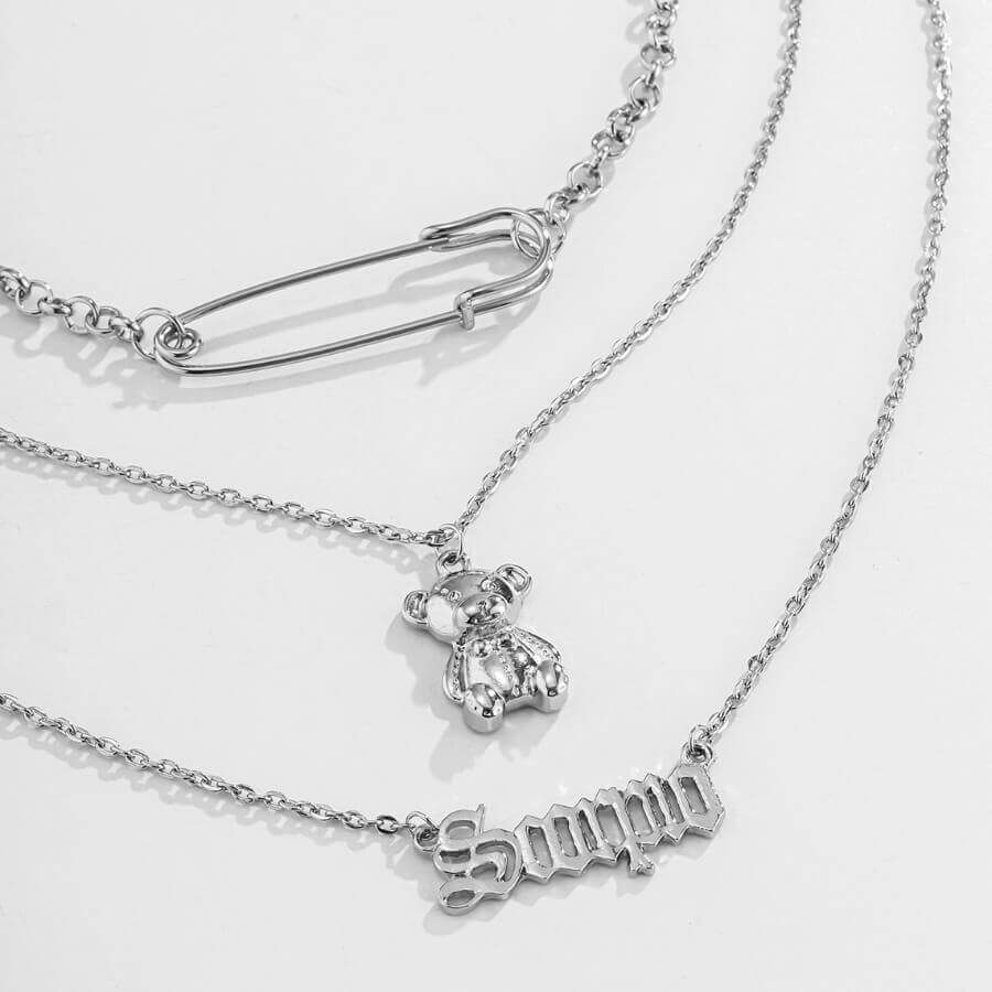 

Lovely Stylish 3-piece Silver Necklace