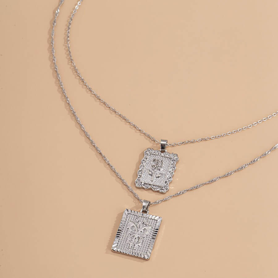 

Lovely Chic 2-piece Silver Necklace