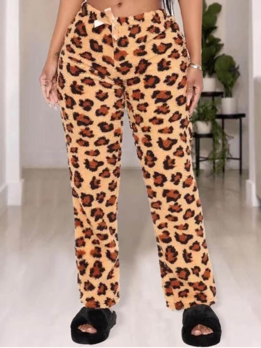

Lovely Home Style Leopard Print Drawstring Pants