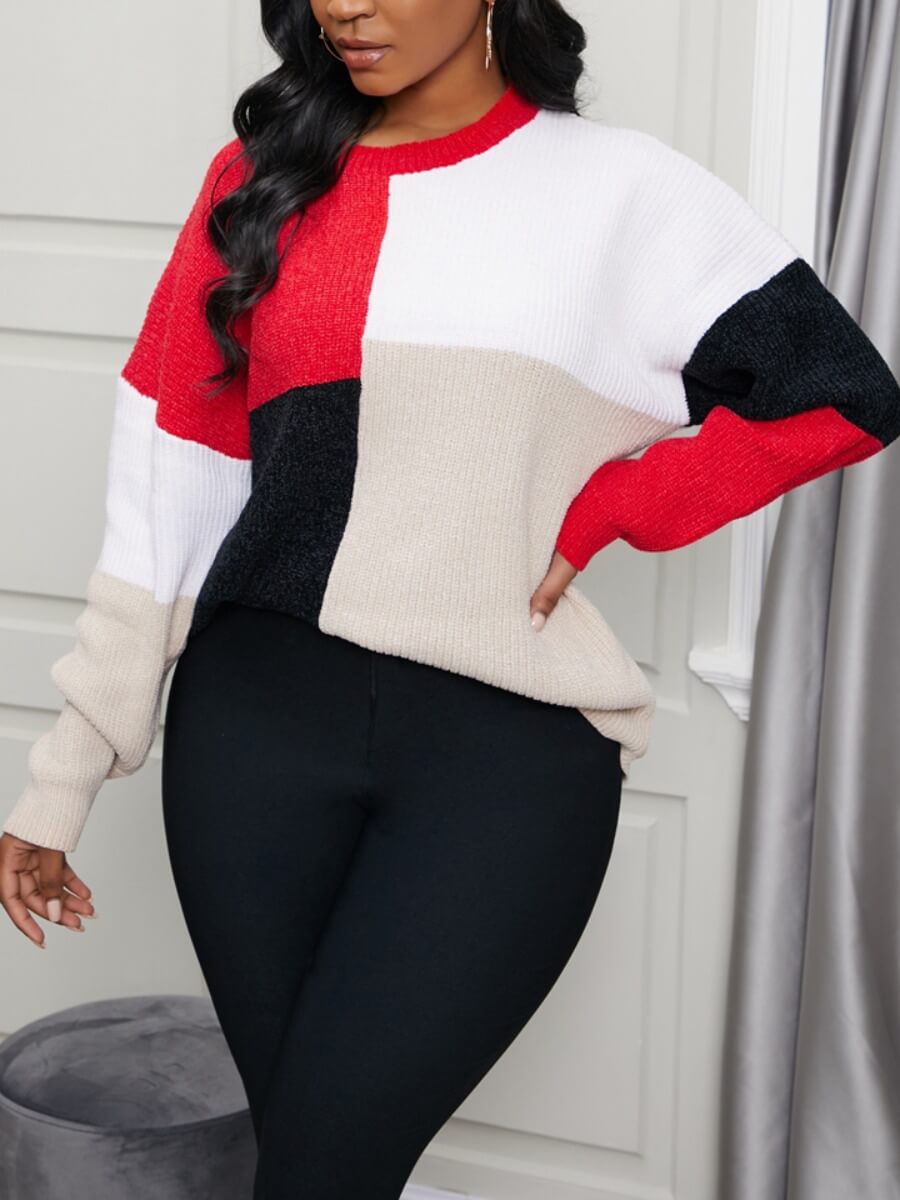 

Lovely Casual O Neck Patchwork Black Sweater