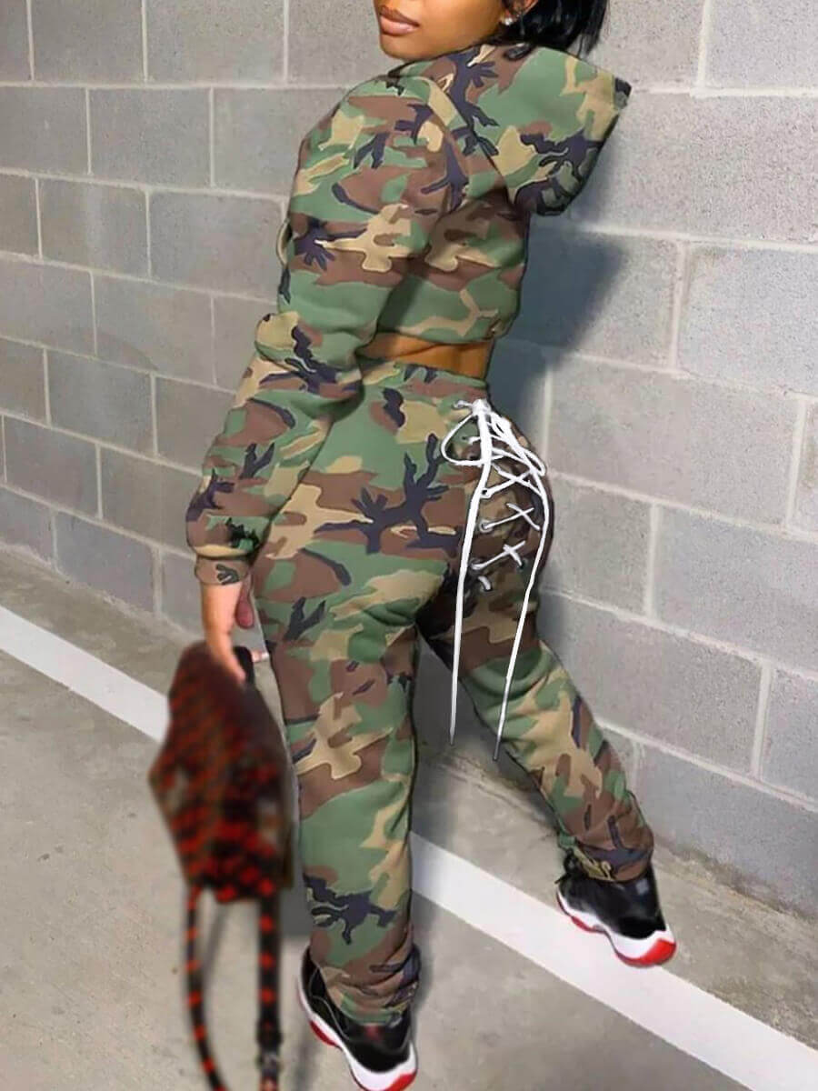

LW Bandage Design Camo Print Tracksuit Set