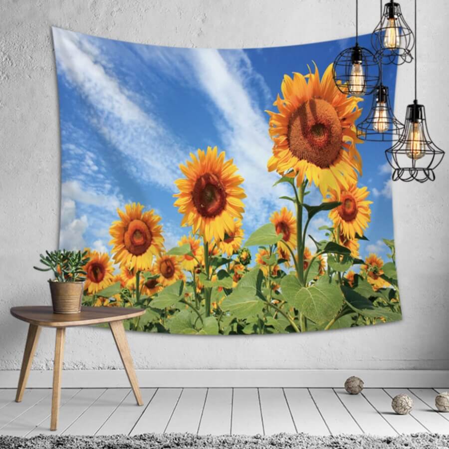 

Lovely Sunflower Print Golden Yellow Wall Cloth