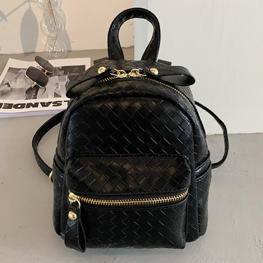 

Lovely Casual Metal Decoration Zipper Design Black Backpack