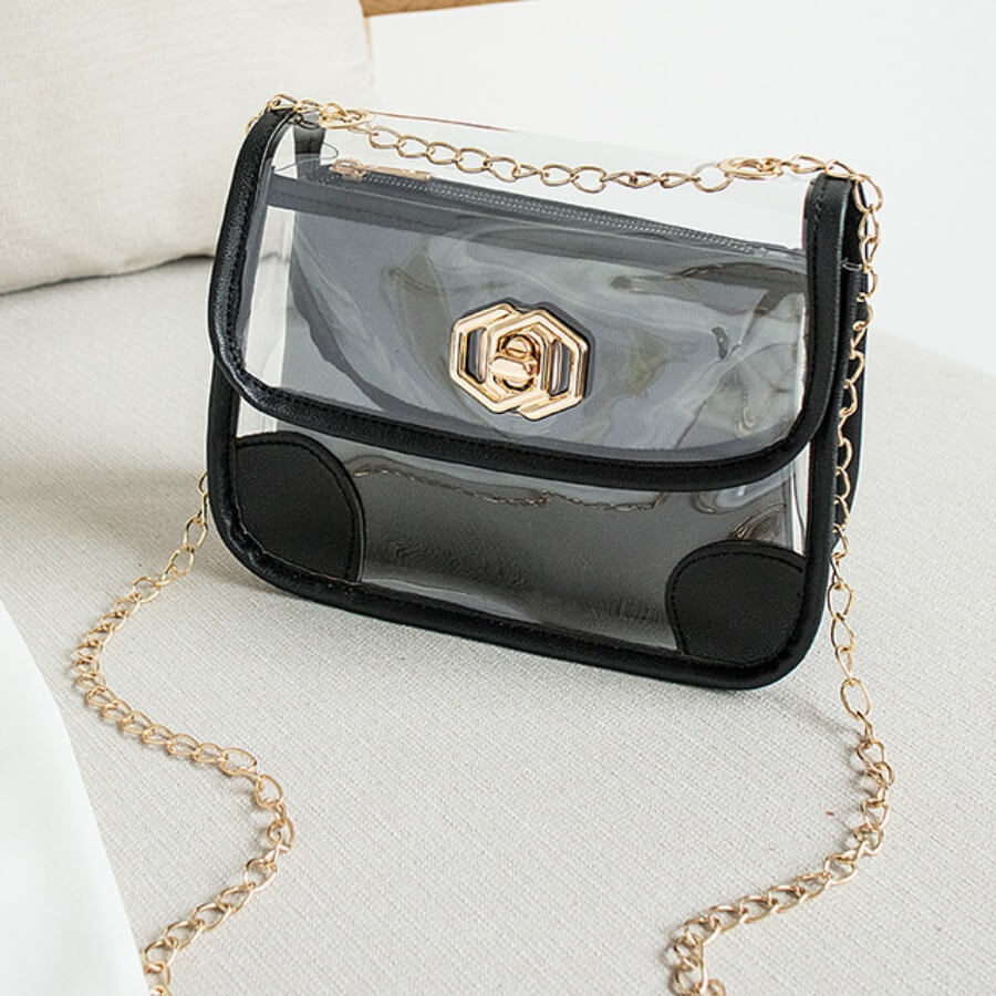 

Lovely Casual Patchwork Transparent Black Crossbody Bag