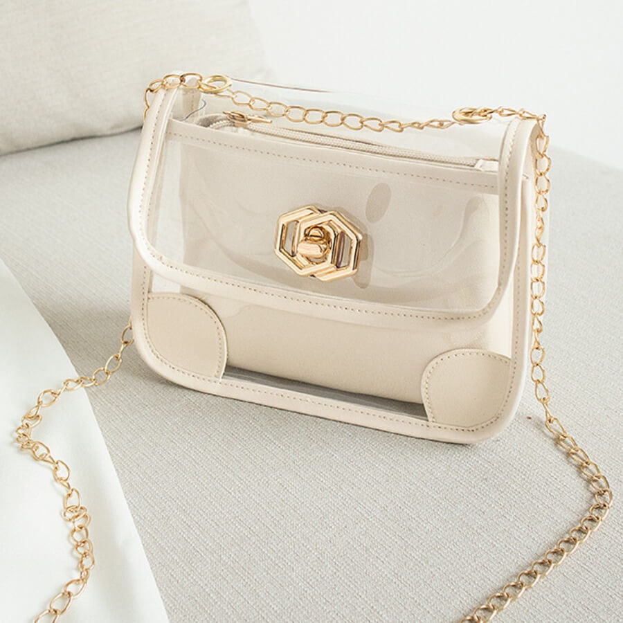 

Lovely Casual Patchwork Transparent White Crossbody Bag