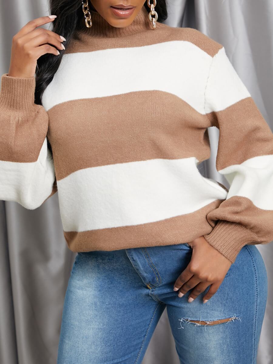 

LW Color-Lump Patchwork Coffee Sweater