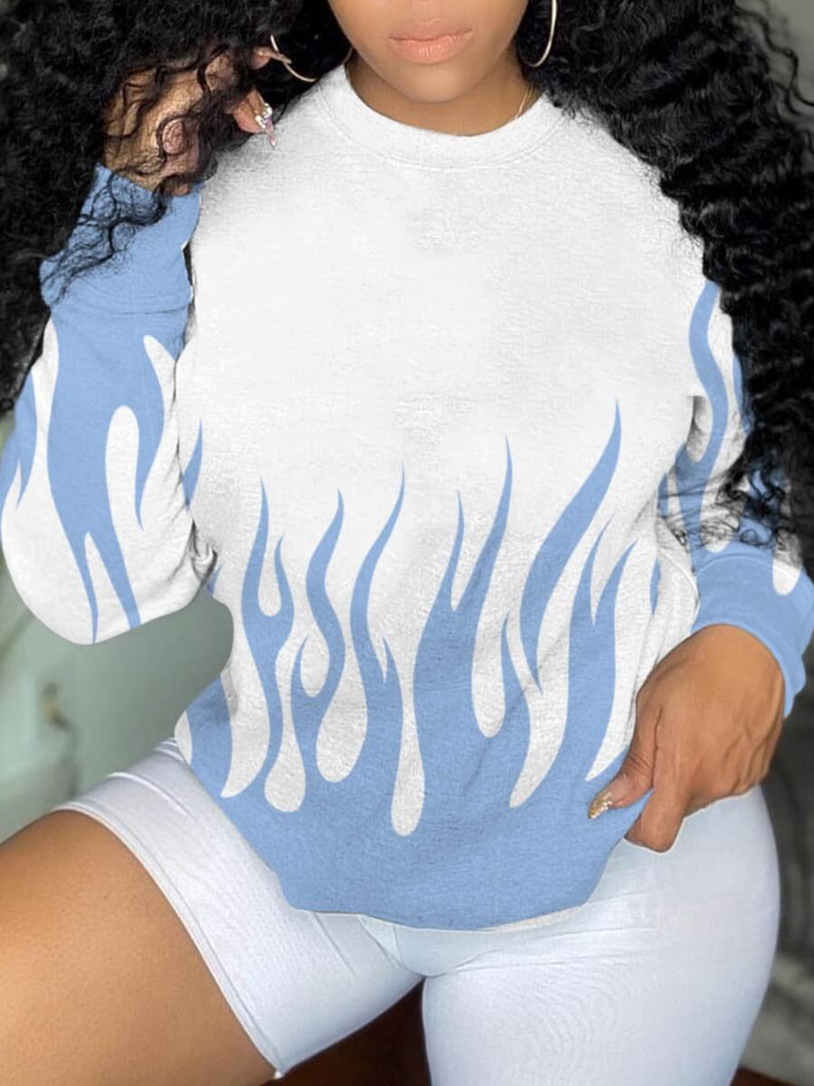 

Lovely Street O Neck Print White Hoodie