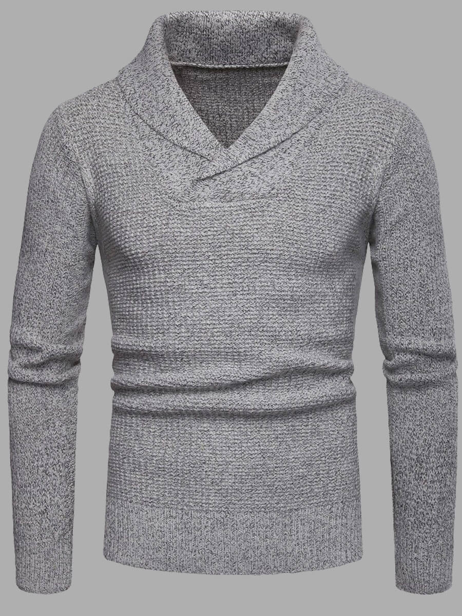 

Lovely Men Casual Turndown Collar Light Grey Sweater