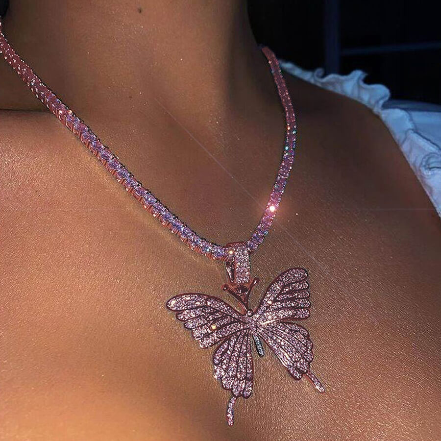

Lovely Sweet Butterfly Pink Necklace