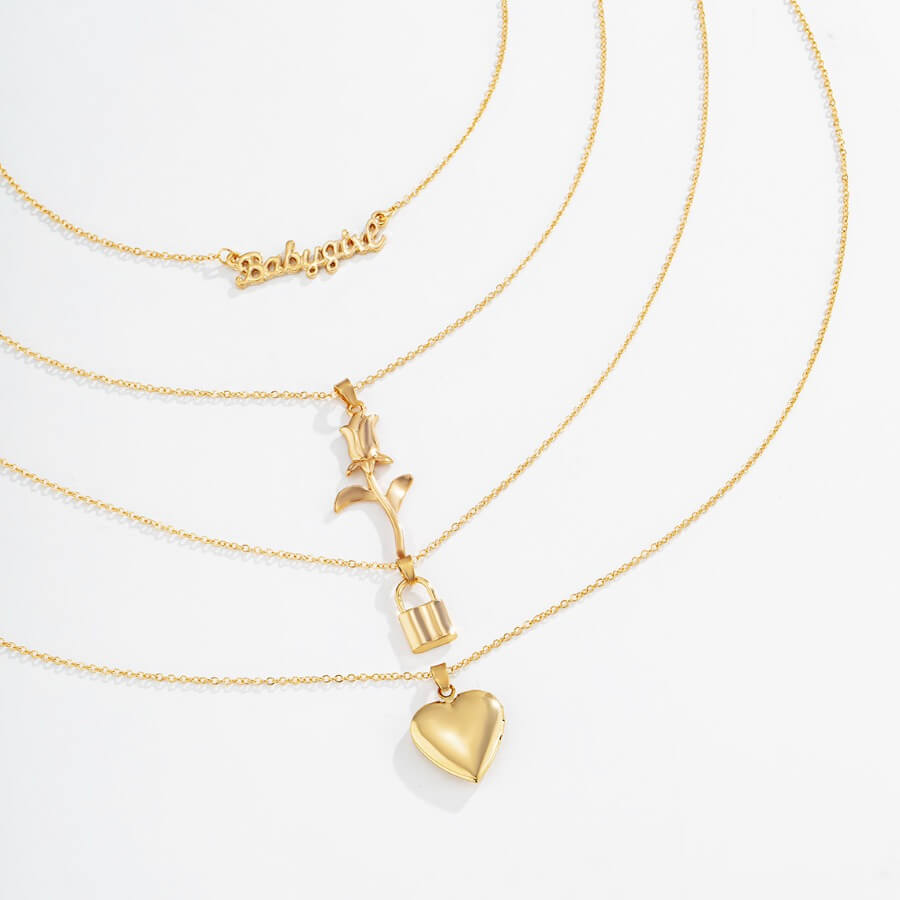 

Lovely Stylish Padlock Gold Necklace