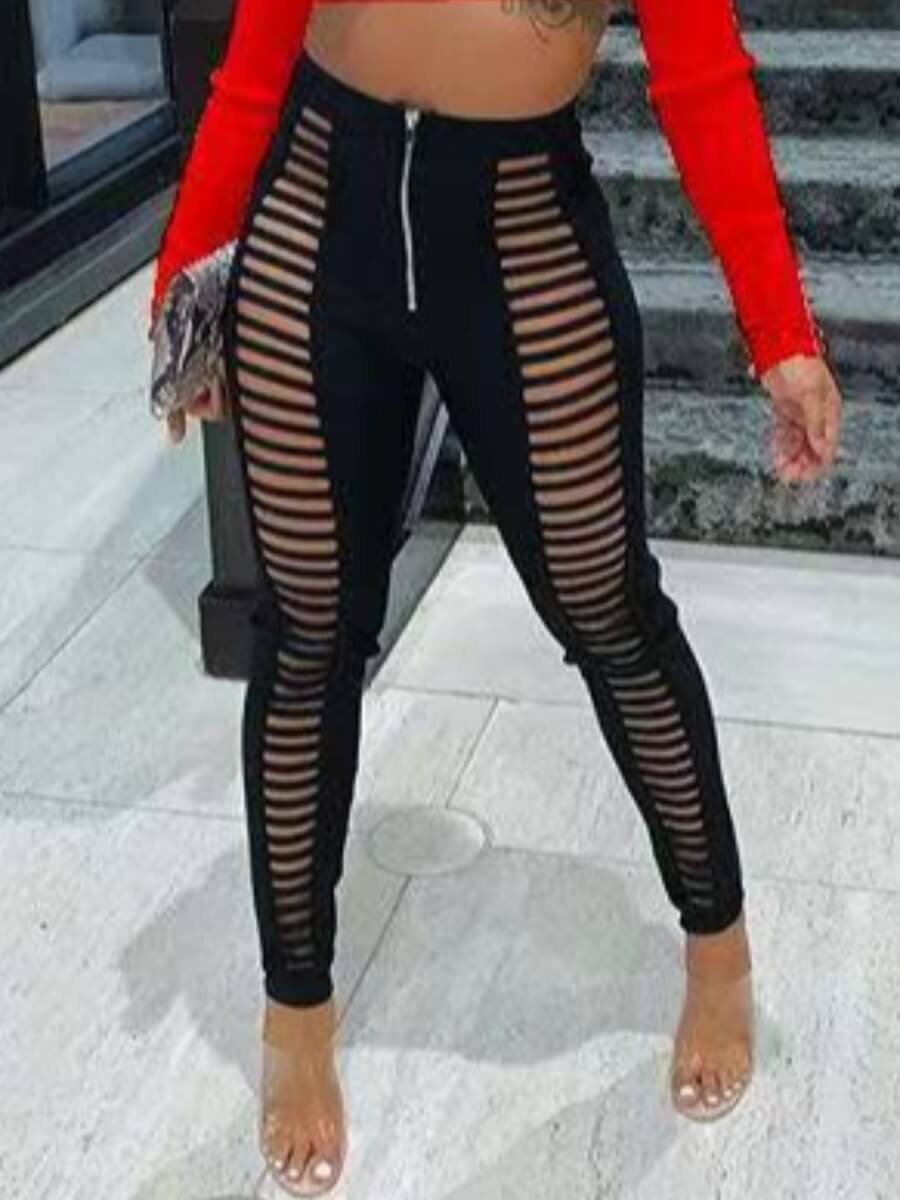 

Lovely Chic High-waisted Ripped Black Pants